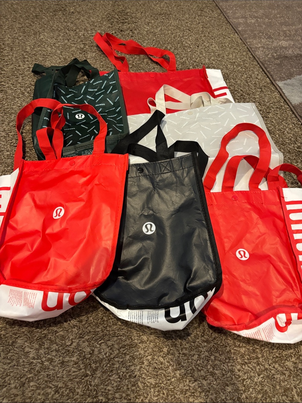 lululemon athletica Tote Bag Lot in Red, Black, Green, and White